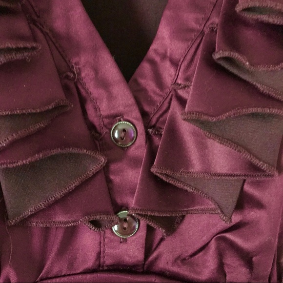 Ruffled Burgundy Dress Top with Belt - Picture 4 of 8